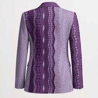 Vintage Violet Hawaiian Traditional Kapa Mix Flowers Lei Blazer LT7 - Polynesian Pride