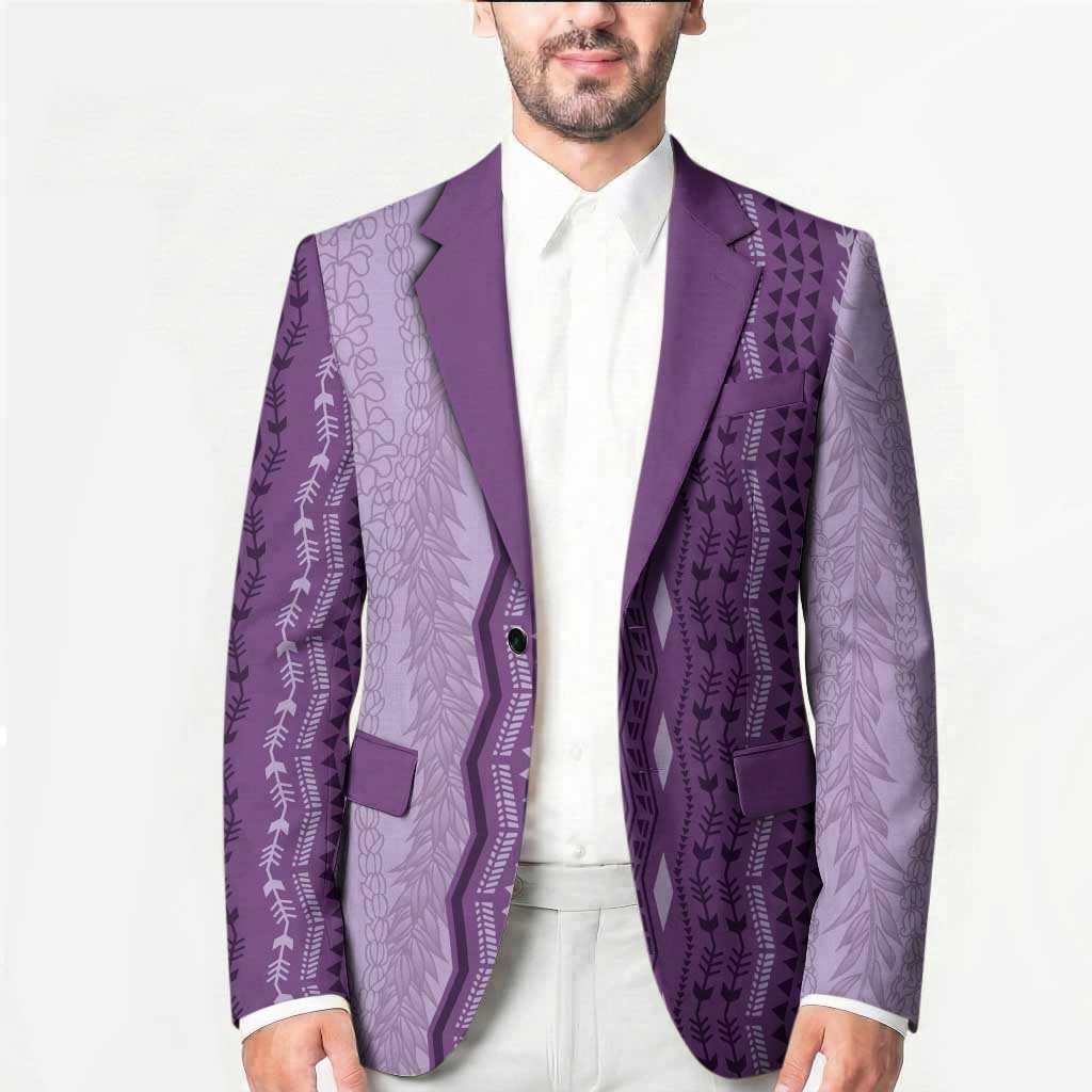 Vintage Violet Hawaiian Traditional Kapa Mix Flowers Lei Blazer LT7 - Polynesian Pride