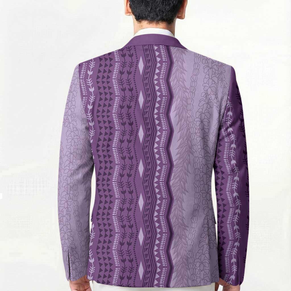 Vintage Violet Hawaiian Traditional Kapa Mix Flowers Lei Blazer LT7 - Polynesian Pride