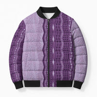 Vintage Violet Hawaiian Traditional Kapa Mix Flowers Lei Bomber Puffer Jacket LT7 Unisex Violet - Polynesian Pride