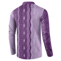 Vintage Violet Hawaiian Traditional Kapa Mix Flowers Lei Button Sweatshirt LT7 - Polynesian Pride