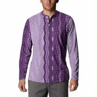 Vintage Violet Hawaiian Traditional Kapa Mix Flowers Lei Button Sweatshirt LT7 - Polynesian Pride