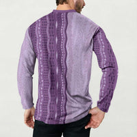 Vintage Violet Hawaiian Traditional Kapa Mix Flowers Lei Button Sweatshirt LT7 - Polynesian Pride