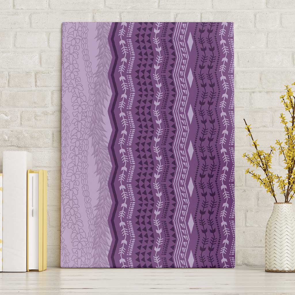 Vintage Violet Hawaiian Traditional Kapa Mix Flowers Lei Canvas Wall Art LT7 Without Frame Violet - Polynesian Pride