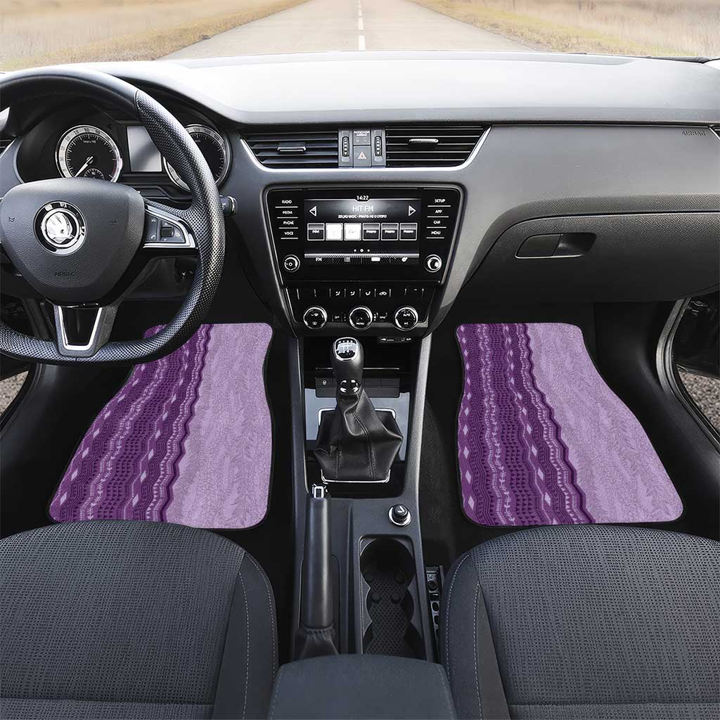 Vintage Violet Hawaiian Traditional Kapa Mix Flowers Lei Car Mats LT7 Set 2pcs - Front Violet - Polynesian Pride