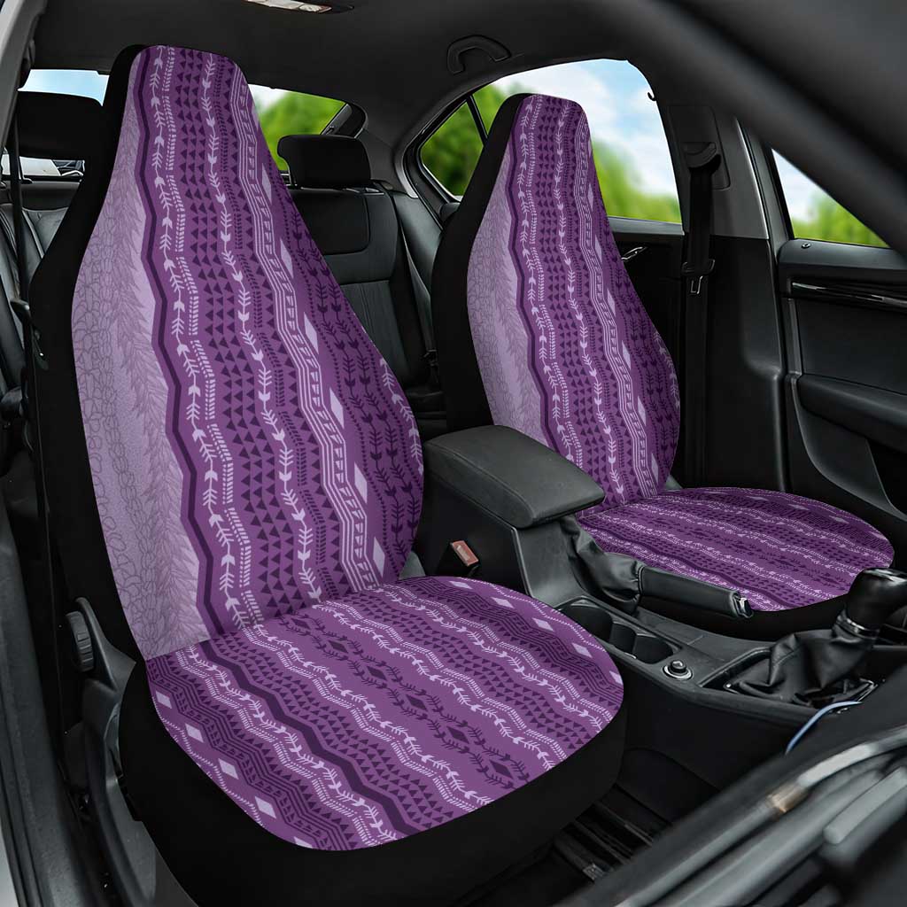 Vintage Violet Hawaiian Traditional Kapa Mix Flowers Lei Car Seat Cover LT7 One Size Violet - Polynesian Pride