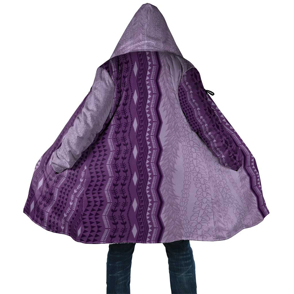Vintage Violet Hawaiian Traditional Kapa Mix Flowers Lei Cloak LT7 Unisex Violet - Polynesian Pride
