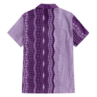 Vintage Violet Hawaiian Traditional Kapa Mix Flowers Lei Family Matching Short Sleeve Bodycon Dress and Hawaiian Shirt