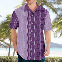 Vintage Violet Hawaiian Traditional Kapa Mix Flowers Lei Hawaiian Shirt LT7 - Polynesian Pride