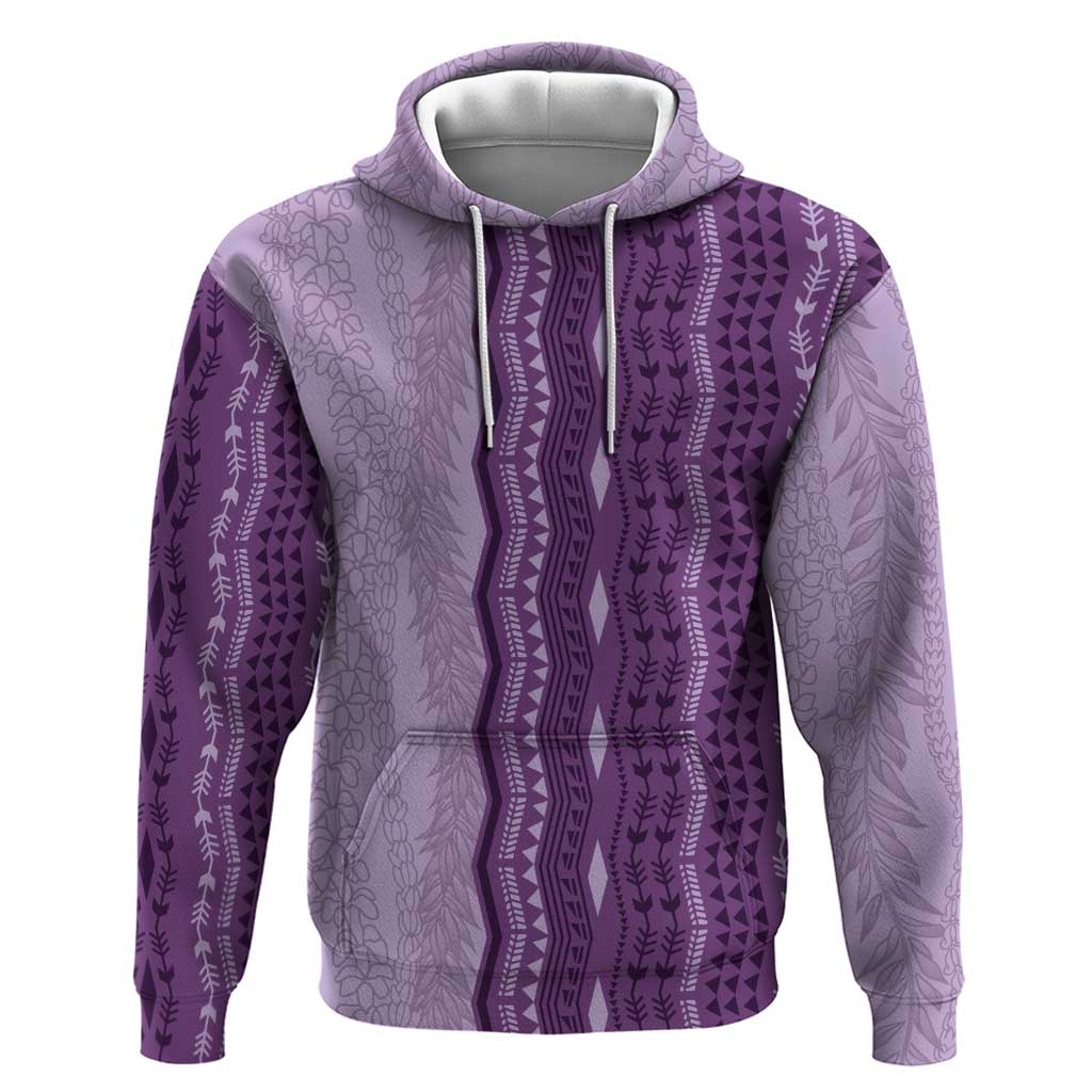 Vintage Violet Hawaiian Traditional Kapa Mix Flowers Lei Hoodie LT7 Pullover Hoodie Violet - Polynesian Pride
