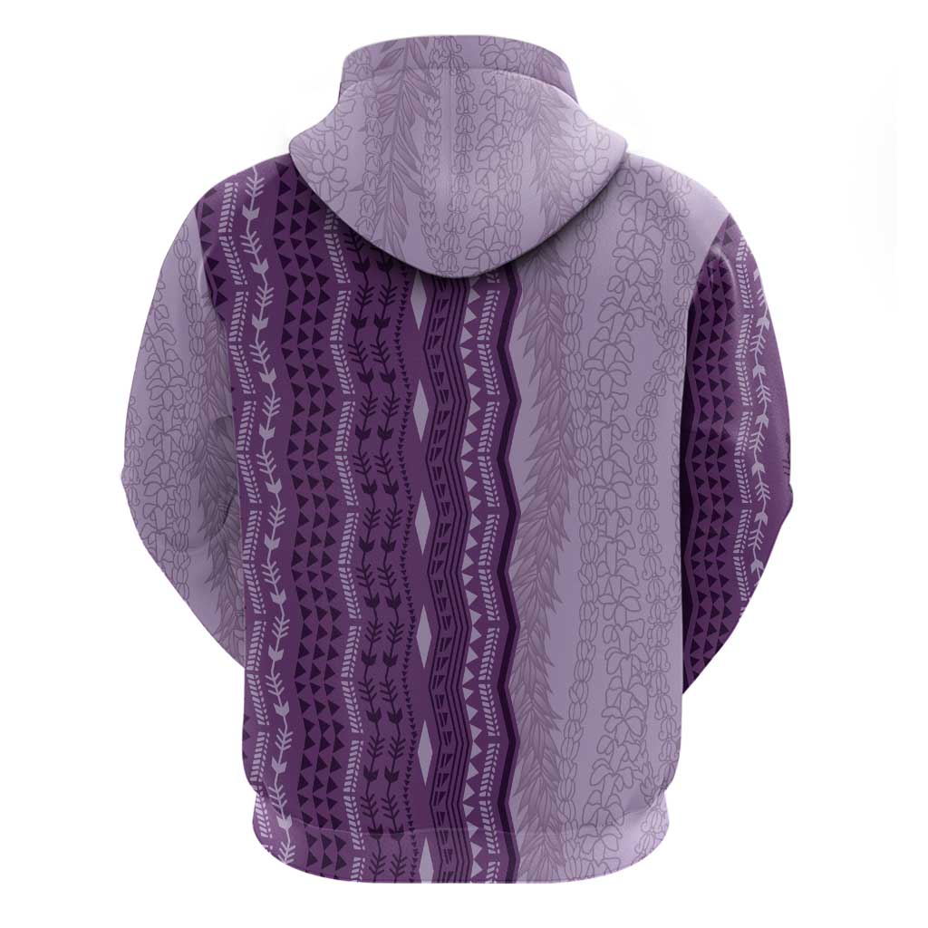 Vintage Violet Hawaiian Traditional Kapa Mix Flowers Lei Hoodie LT7 - Polynesian Pride