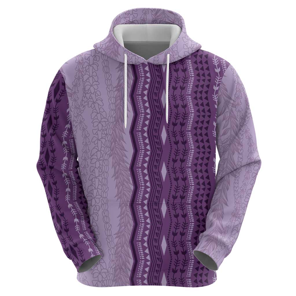 Vintage Violet Hawaiian Traditional Kapa Mix Flowers Lei Hoodie LT7 - Polynesian Pride