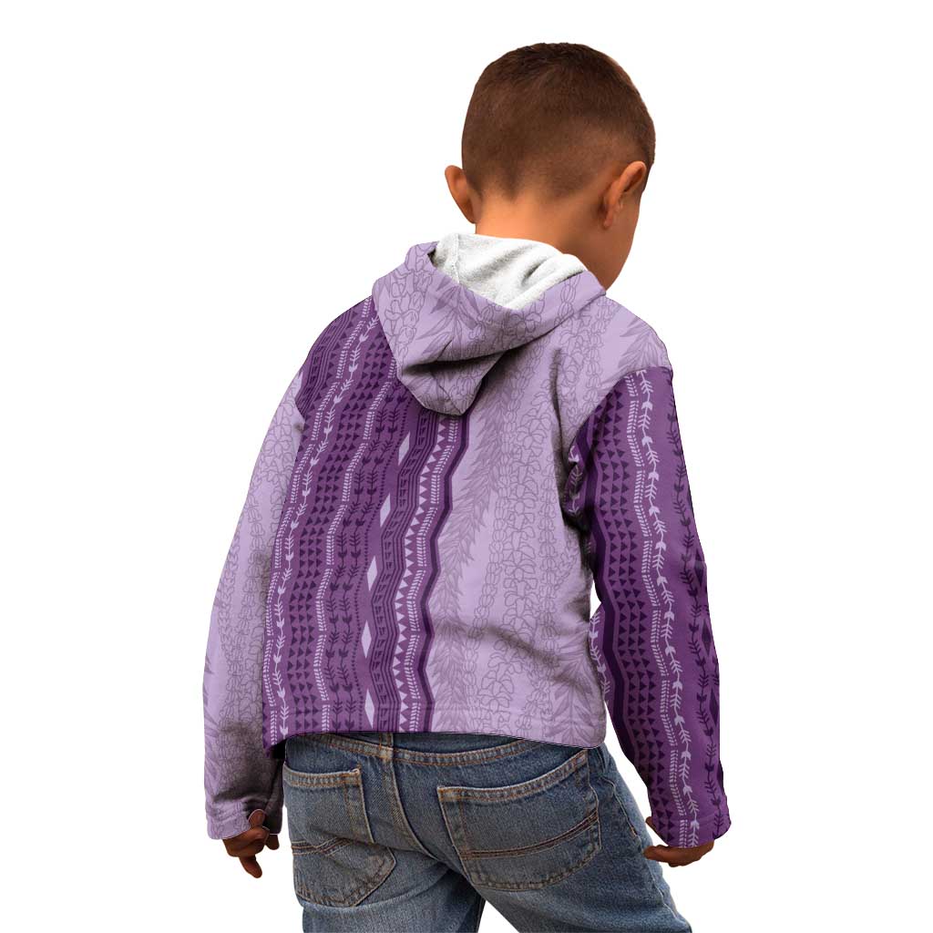 Vintage Violet Hawaiian Traditional Kapa Mix Flowers Lei Kid Hoodie LT7 - Polynesian Pride