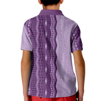Vintage Violet Hawaiian Traditional Kapa Mix Flowers Lei Kid Polo Shirt LT7 - Polynesian Pride