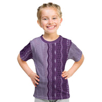 Vintage Violet Hawaiian Traditional Kapa Mix Flowers Lei Kid T Shirt LT7 Violet - Polynesian Pride