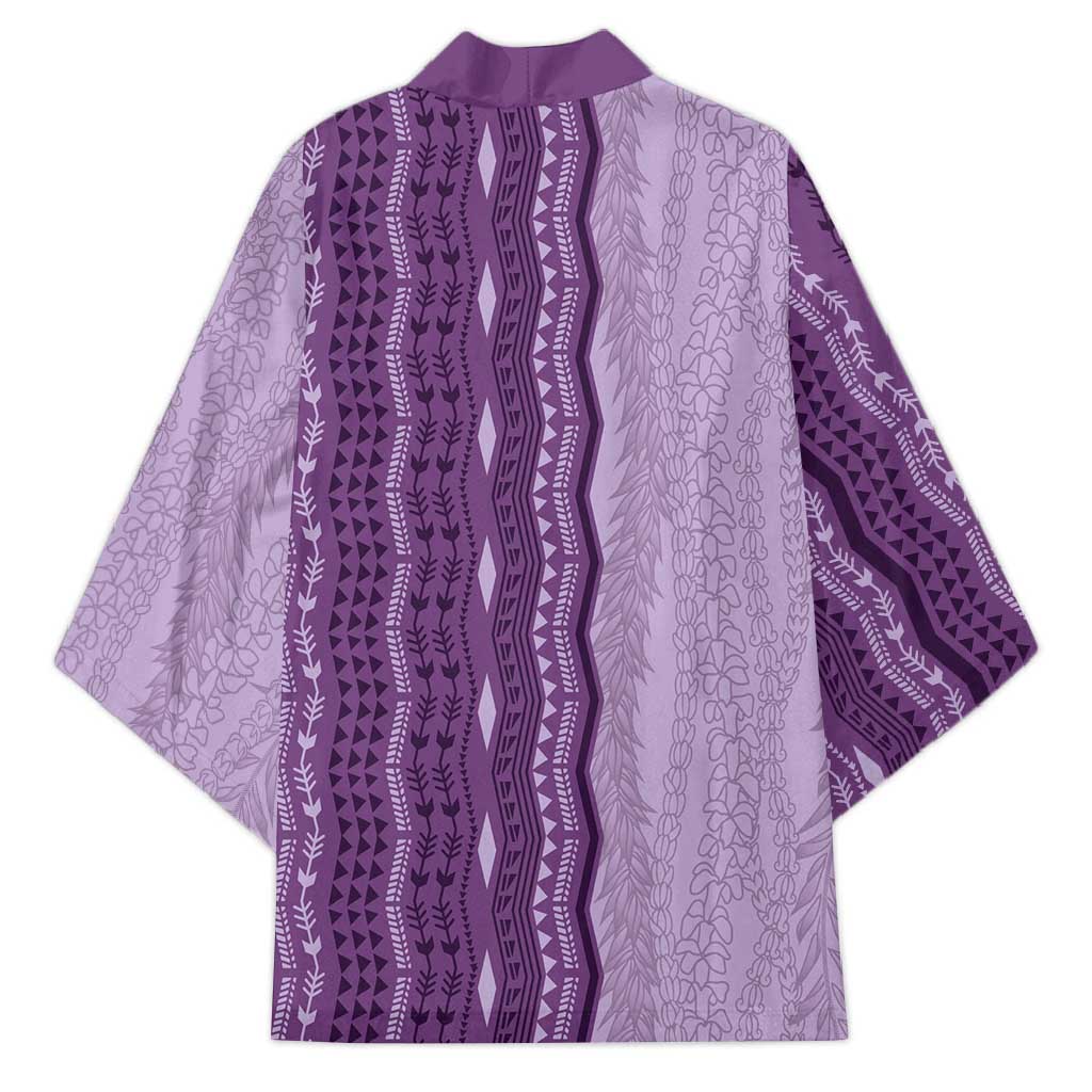 Vintage Violet Hawaiian Traditional Kapa Mix Flowers Lei Kimono LT7 - Polynesian Pride