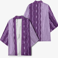 Vintage Violet Hawaiian Traditional Kapa Mix Flowers Lei Kimono LT7 - Polynesian Pride