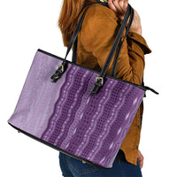 Vintage Violet Hawaiian Traditional Kapa Mix Flowers Lei Leather Tote Bag LT7 - Polynesian Pride