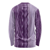 Vintage Violet Hawaiian Traditional Kapa Mix Flowers Lei Long Sleeve Shirt LT7 - Polynesian Pride