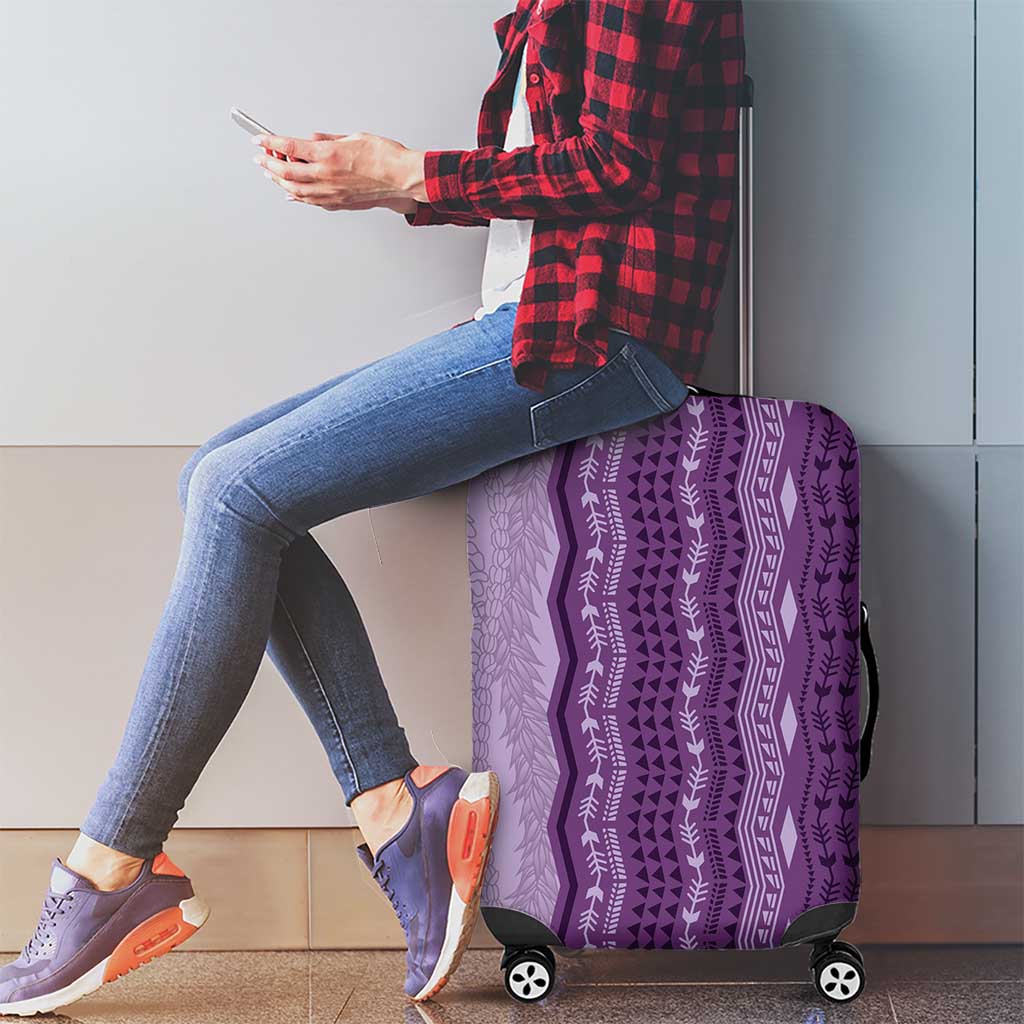 Vintage Violet Hawaiian Traditional Kapa Mix Flowers Lei Luggage Cover