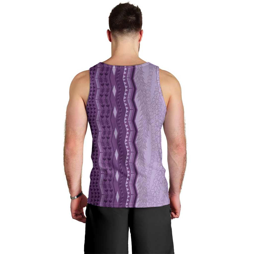 Vintage Violet Hawaiian Traditional Kapa Mix Flowers Lei Men Tank Top LT7 - Polynesian Pride