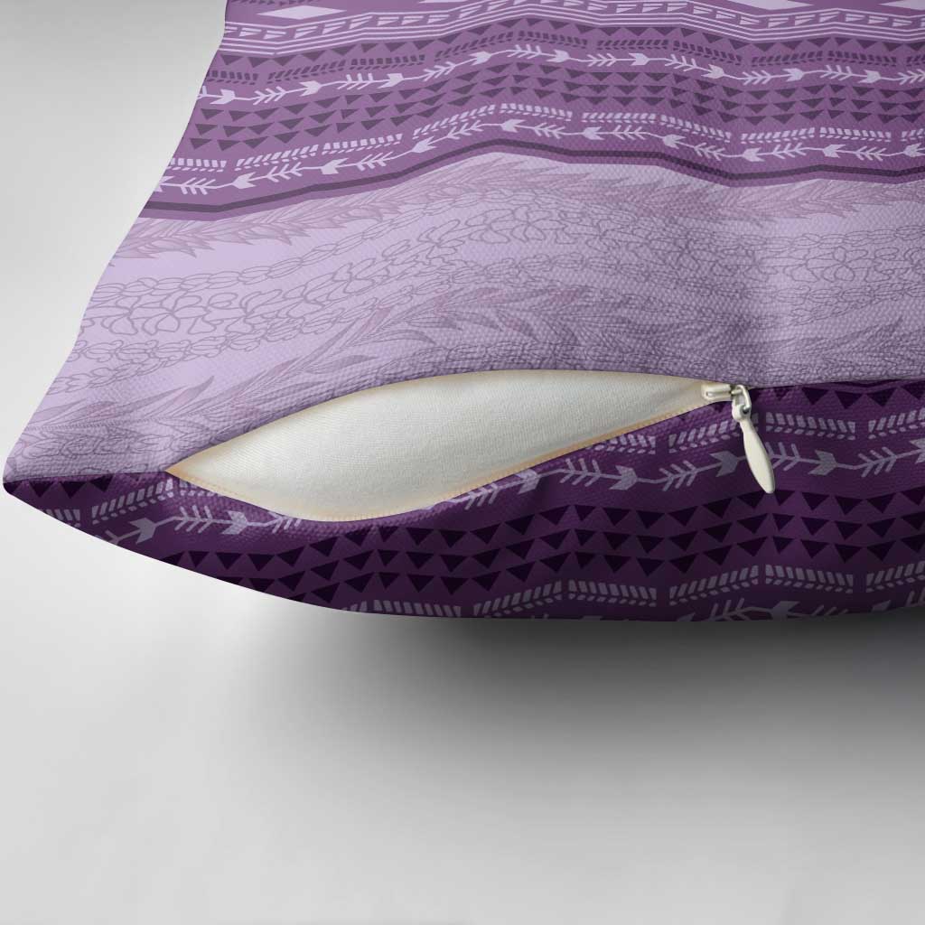 Vintage Violet Hawaiian Traditional Kapa Mix Flowers Lei Pillow Cover LT7 - Polynesian Pride