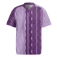 Vintage Violet Hawaiian Traditional Kapa Mix Flowers Lei Rugby Jersey LT7 Violet - Polynesian Pride
