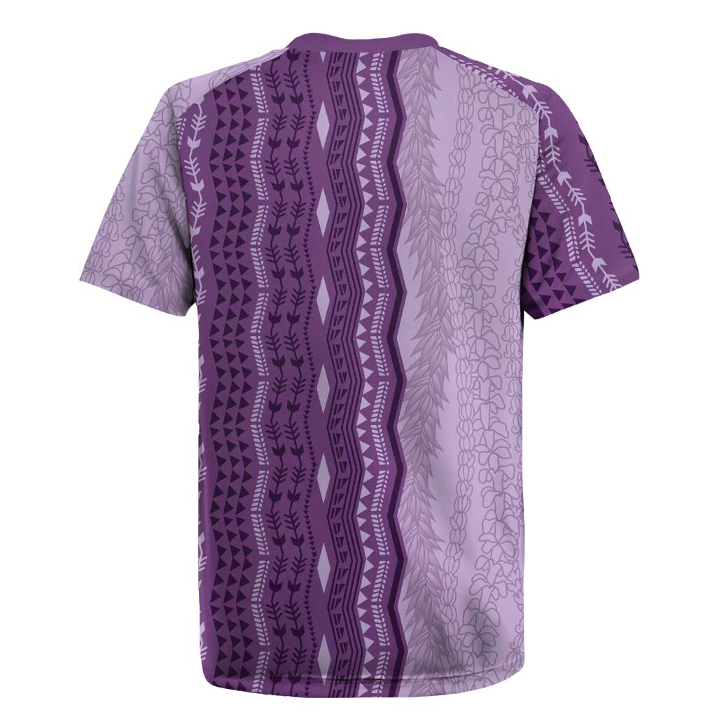 Vintage Violet Hawaiian Traditional Kapa Mix Flowers Lei Rugby Jersey LT7 - Polynesian Pride