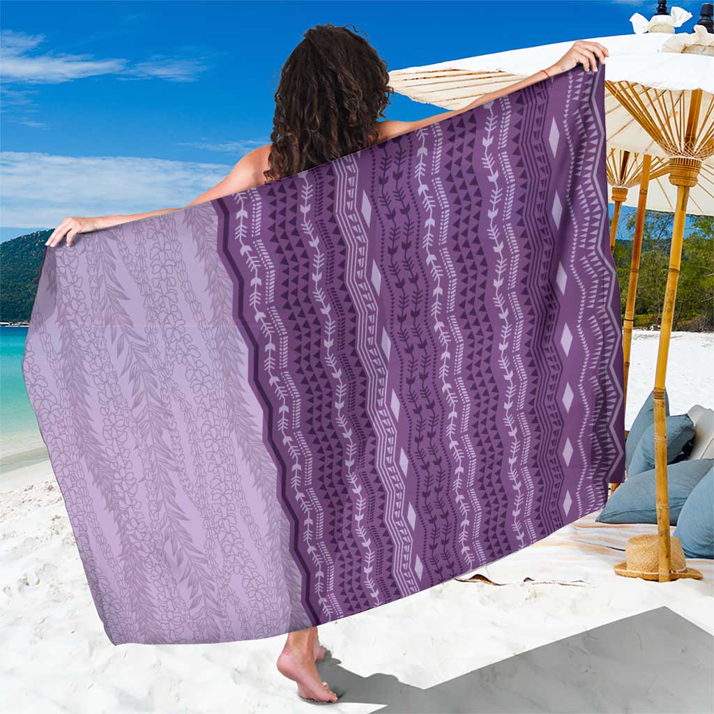 Vintage Violet Hawaiian Traditional Kapa Mix Flowers Lei Sarong LT7 One Size 44 x 66 inches Violet - Polynesian Pride