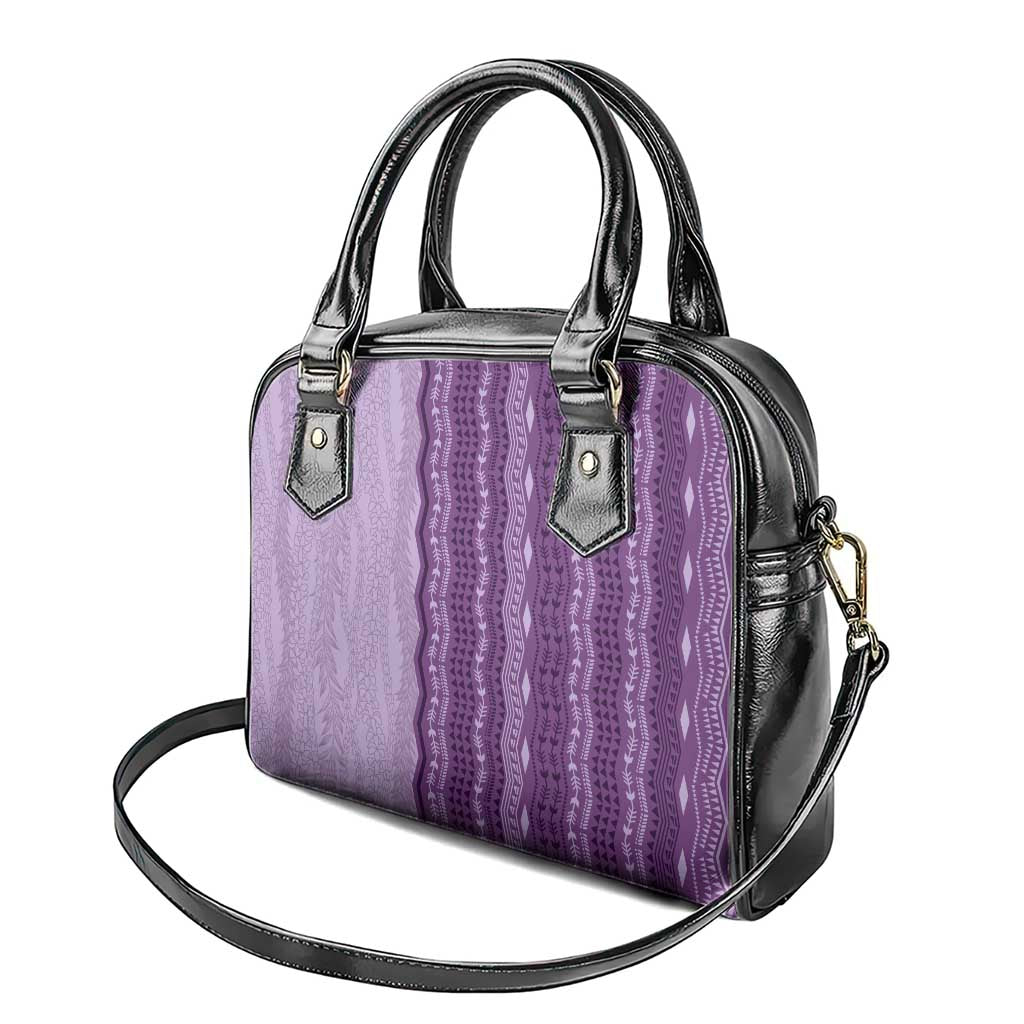 Vintage Violet Hawaiian Traditional Kapa Mix Flowers Lei Shoulder Handbag LT7 - Polynesian Pride