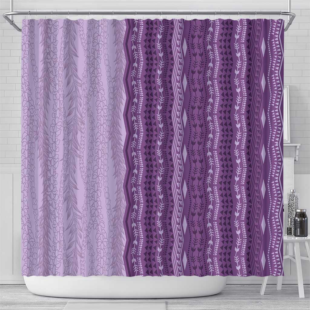 Vintage Violet Hawaiian Traditional Kapa Mix Flowers Lei Shower Curtain LT7 - Polynesian Pride