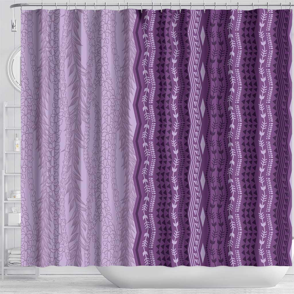Vintage Violet Hawaiian Traditional Kapa Mix Flowers Lei Shower Curtain LT7 - Polynesian Pride