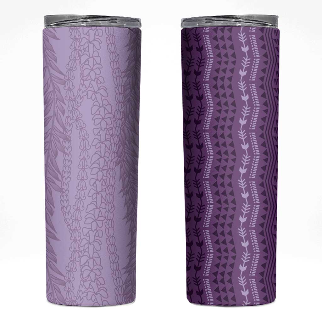 Vintage Violet Hawaiian Traditional Kapa Mix Flowers Lei Skinny Tumbler LT7 Violet - Polynesian Pride