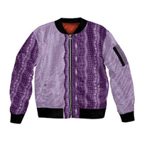 Vintage Violet Hawaiian Traditional Kapa Mix Flowers Lei Sleeve Zip Bomber Jacket LT7 Unisex Violet - Polynesian Pride