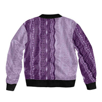 Vintage Violet Hawaiian Traditional Kapa Mix Flowers Lei Sleeve Zip Bomber Jacket LT7 - Polynesian Pride