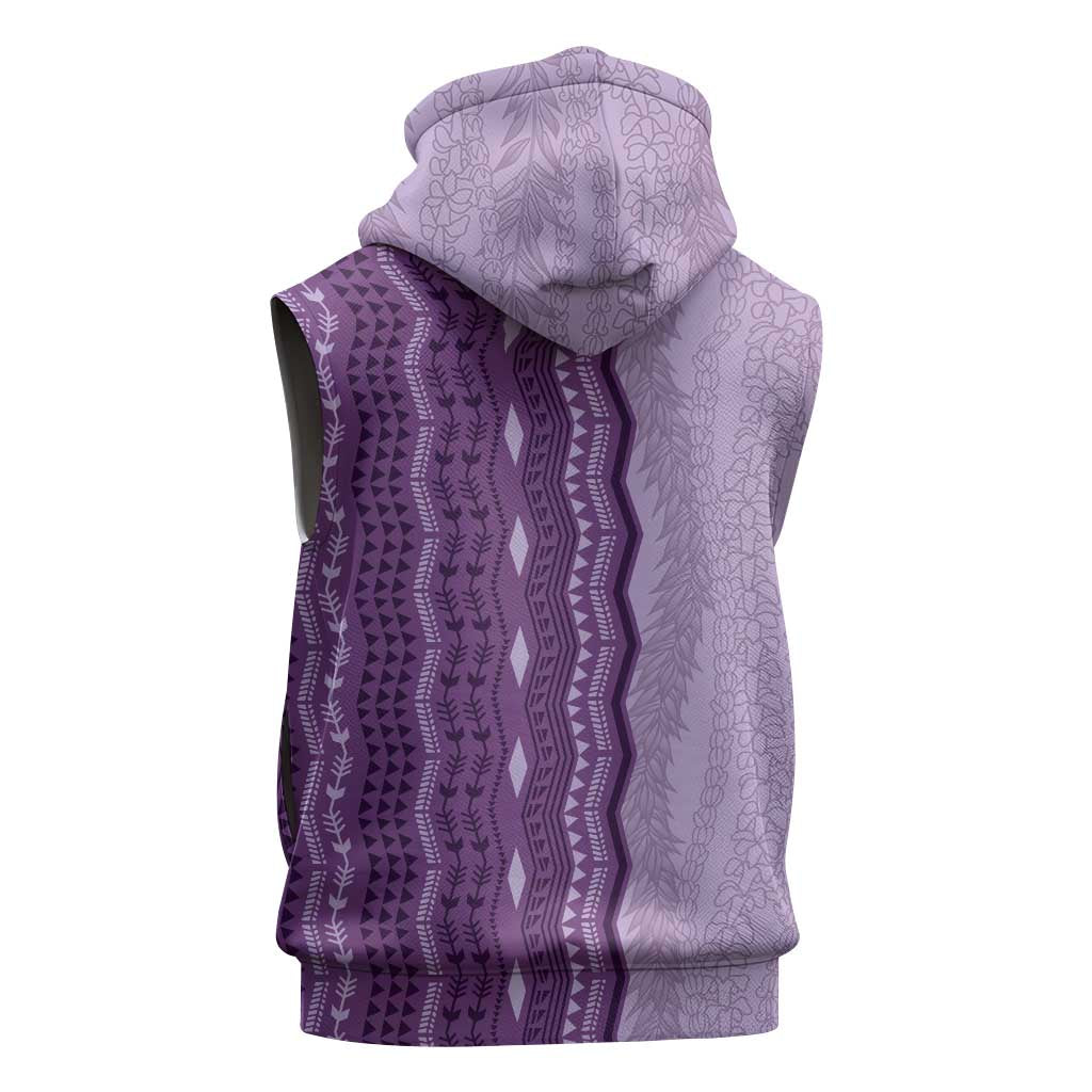Vintage Violet Hawaiian Traditional Kapa Mix Flowers Lei Sleeveless Hoodie