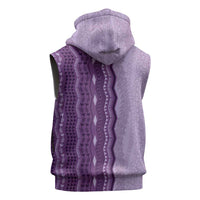 Vintage Violet Hawaiian Traditional Kapa Mix Flowers Lei Sleeveless Hoodie