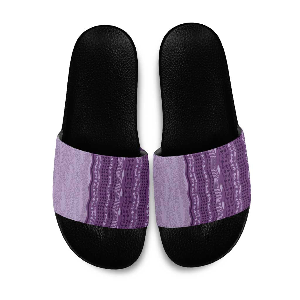 Vintage Violet Hawaiian Traditional Kapa Mix Flowers Lei Slide Sandals LT7 Violet - Polynesian Pride