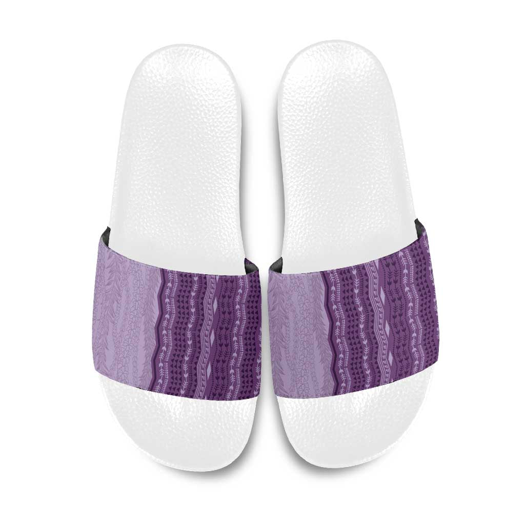 Vintage Violet Hawaiian Traditional Kapa Mix Flowers Lei Slide Sandals LT7 Violet - Polynesian Pride