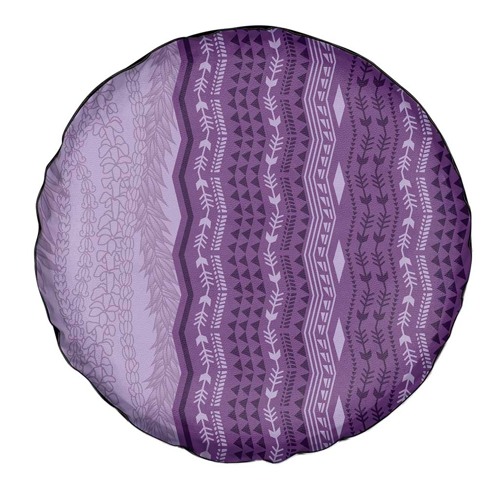 Vintage Violet Hawaiian Traditional Kapa Mix Flowers Lei Spare Tire Cover