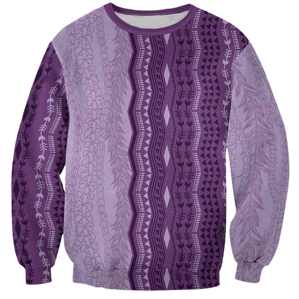 Vintage Violet Hawaiian Traditional Kapa Mix Flowers Lei Sweatshirt LT7 Unisex Violet - Polynesian Pride