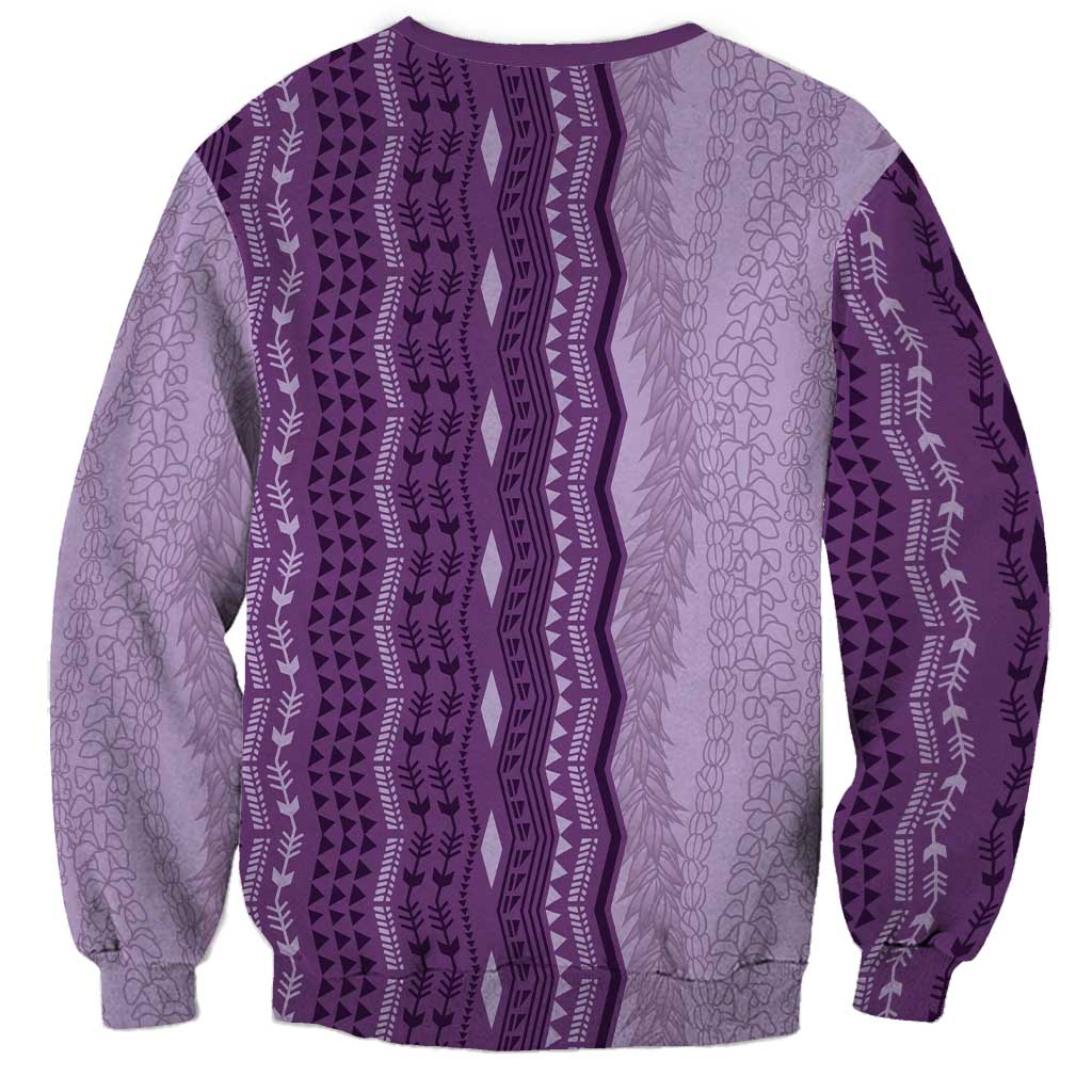 Vintage Violet Hawaiian Traditional Kapa Mix Flowers Lei Sweatshirt LT7 - Polynesian Pride