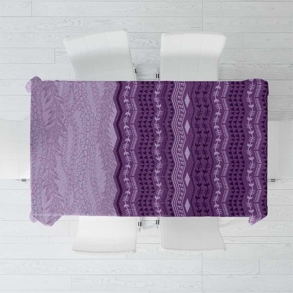 Vintage Violet Hawaiian Traditional Kapa Mix Flowers Lei Tablecloth LT7 Violet - Polynesian Pride