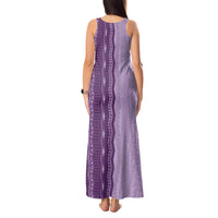 Vintage Violet Hawaiian Traditional Kapa Mix Flowers Lei Tank Maxi Dress LT7 - Polynesian Pride