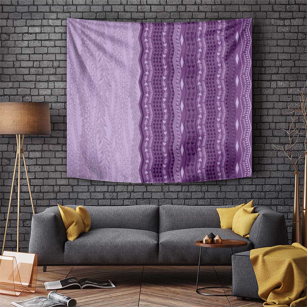 Vintage Violet Hawaiian Traditional Kapa Mix Flowers Lei Tapestry LT7 Violet - Polynesian Pride