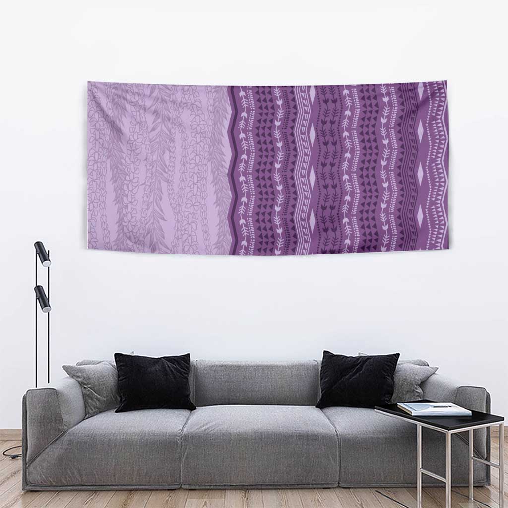 Vintage Violet Hawaiian Traditional Kapa Mix Flowers Lei Tapestry LT7 - Polynesian Pride