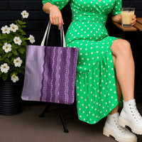 Vintage Violet Hawaiian Traditional Kapa Mix Flowers Lei Tote Bag LT7 - Polynesian Pride