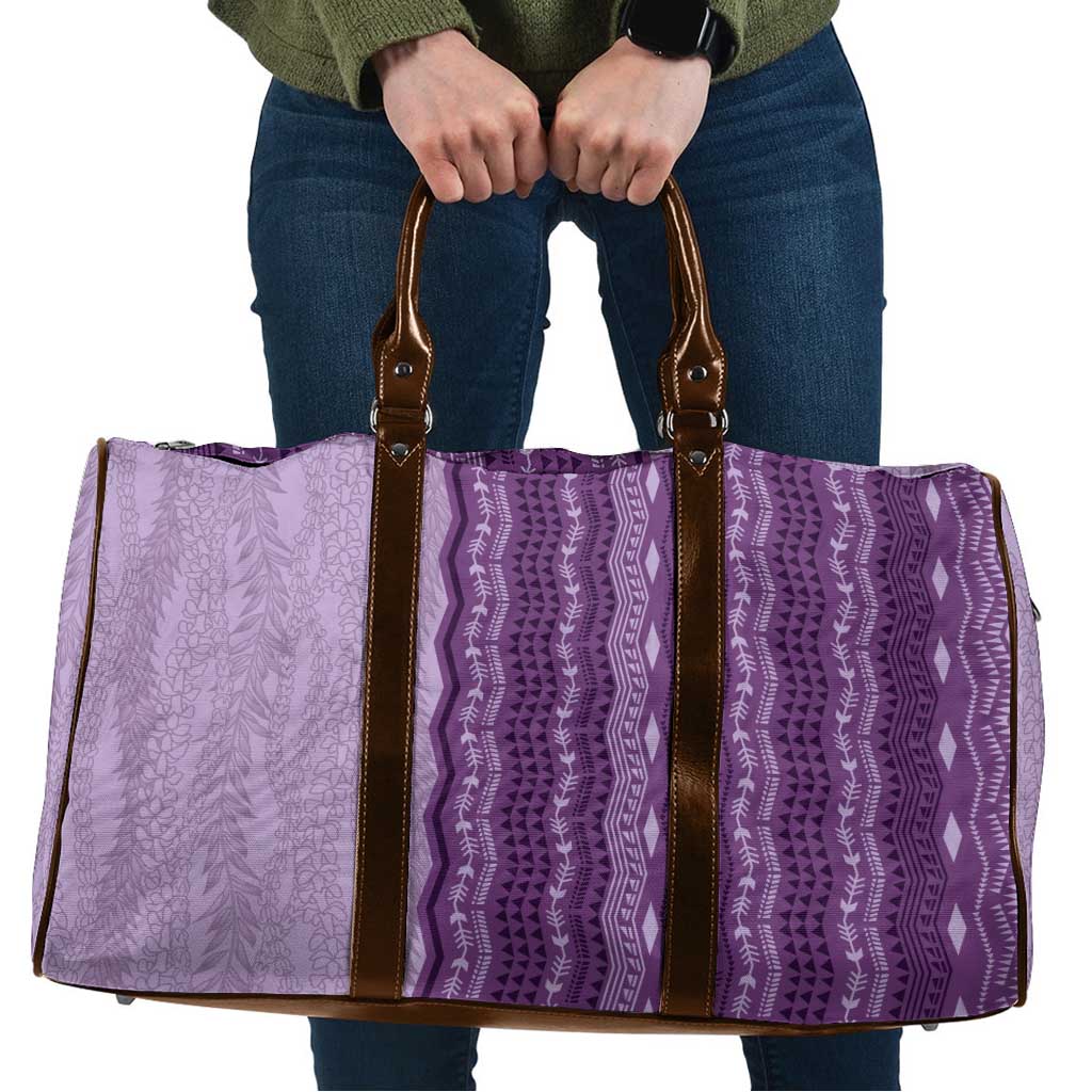 Vintage Violet Hawaiian Traditional Kapa Mix Flowers Lei Travel Bag LT7 Violet - Polynesian Pride
