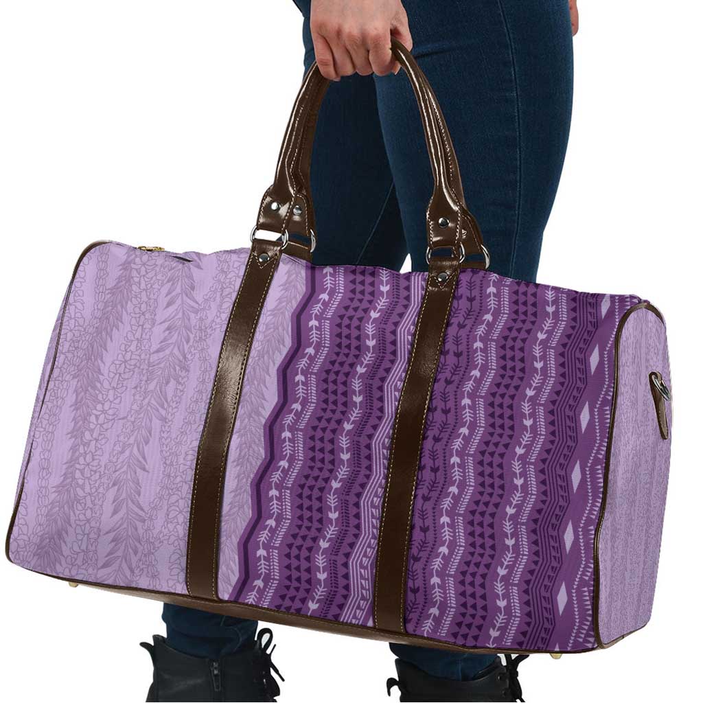 Vintage Violet Hawaiian Traditional Kapa Mix Flowers Lei Travel Bag LT7 - Polynesian Pride