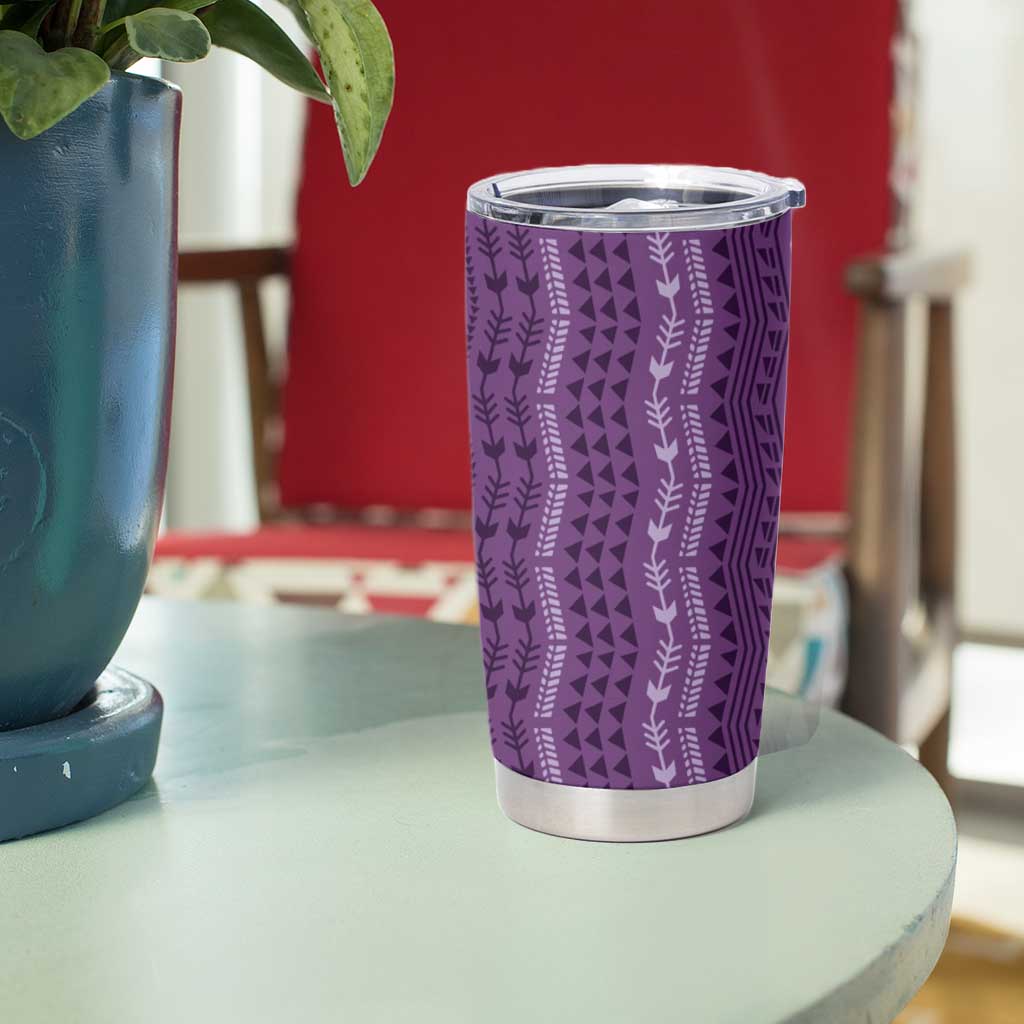 Vintage Violet Hawaiian Traditional Kapa Mix Flowers Lei Tumbler Cup LT7 - Polynesian Pride
